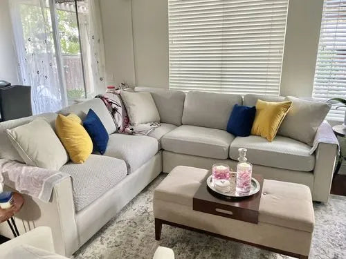 Klantfoto van een bank met FancySofas Classic bankhoezen in de kleur Steel Grey.